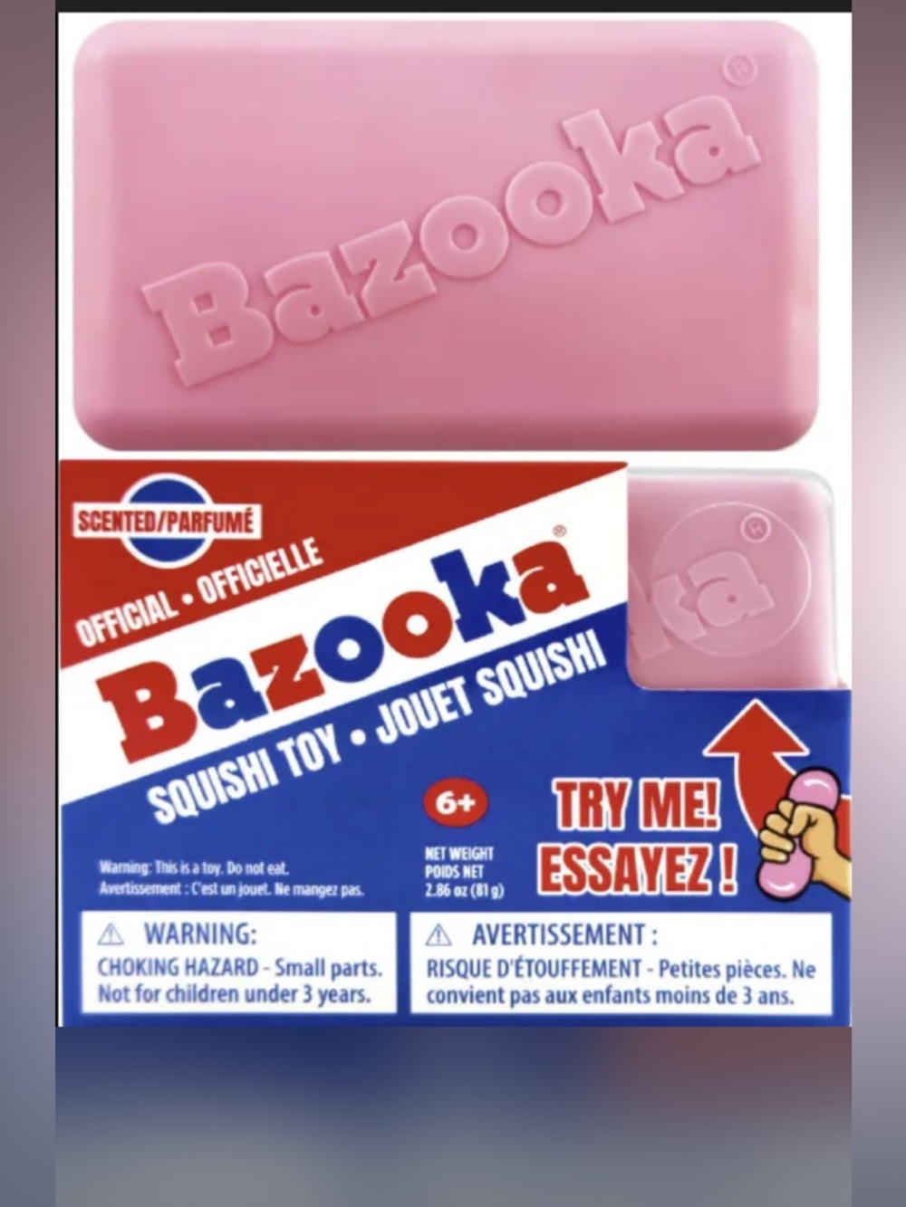 Bazooka Pink Bubble Gum Squishy Toy - Pink